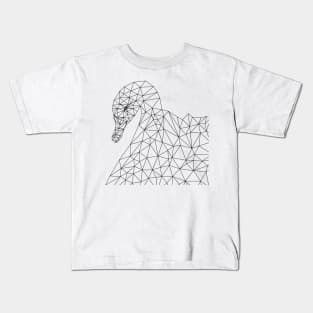 Geometric Black Swan Outline Kids T-Shirt